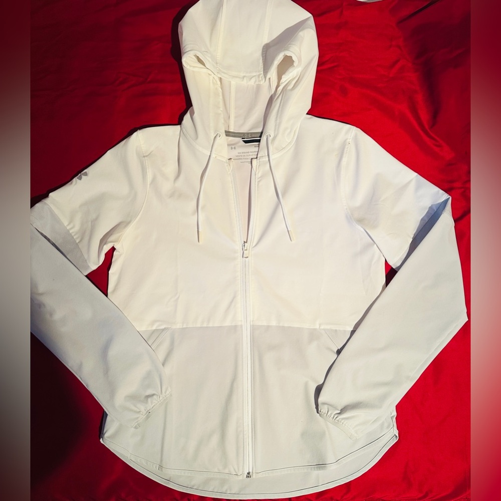 Under Armour Cream Hooded Warm-Up Jacket - Young Men’s Small